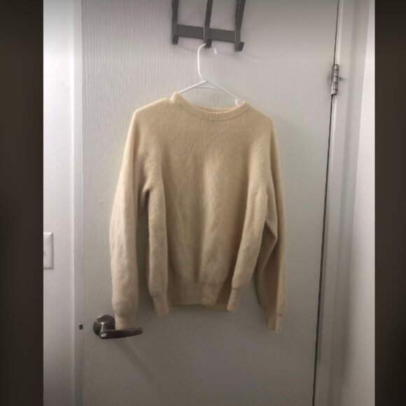 Daniel Cremieux Mens Ribbed Cream Cashmere Sweater Sz L - Picture 1 of 3